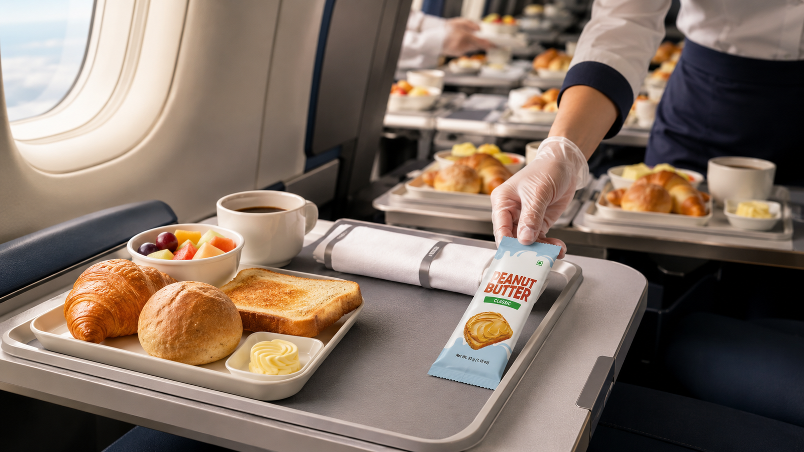 Single-Serve Peanut Butter Sachet for Airline Catering
