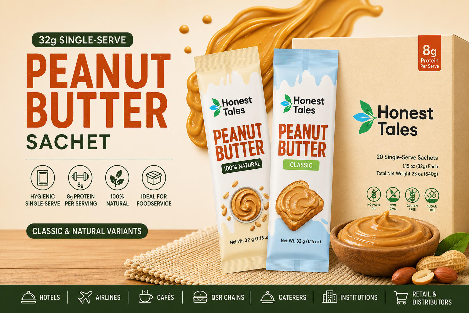 Single-Serve Peanut Butter Sachet 32g