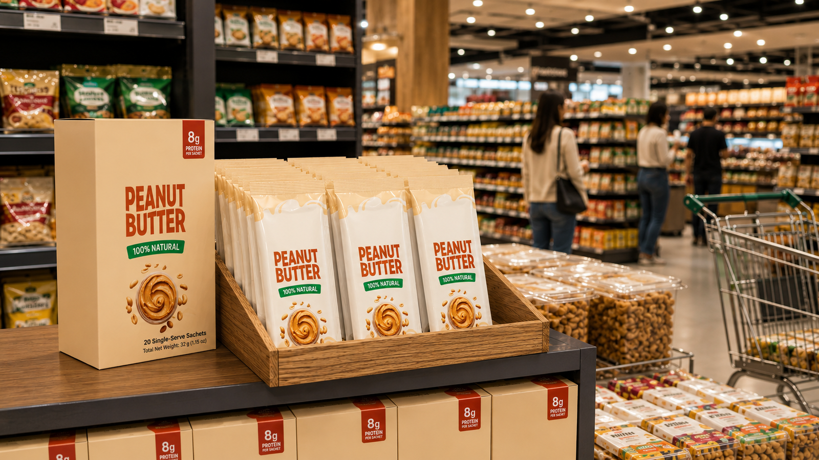 Retail Display Box for Peanut Butter Sachets